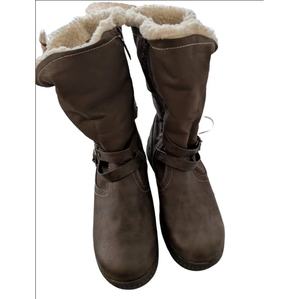 Women's Totes Brown Faux Fur Lined Winter Boots Size 8